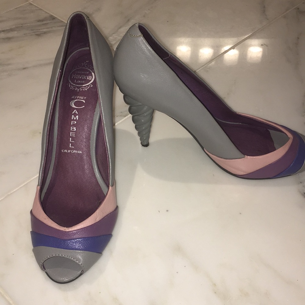 Vintage Jeffery Campbell twisted peep toe heel